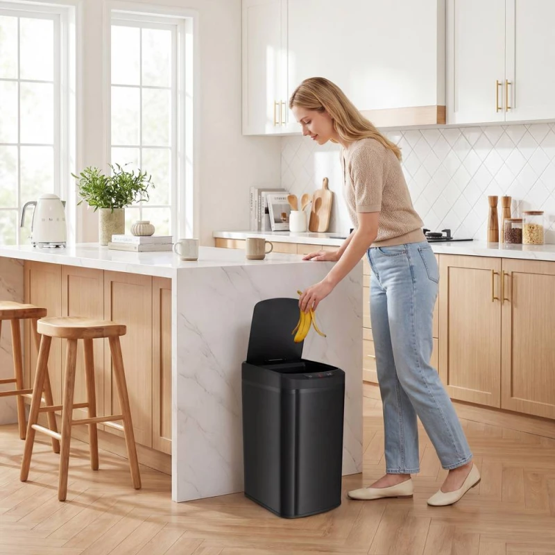 Image of HOMCOM 12L Sensor Bin, Automatic Touchless Motion Sensor Kitchen Bin in Black Unisex