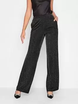 Image of Long Tall Sally Sparkle Wide Leg Trouser - Black, Size 18, Women