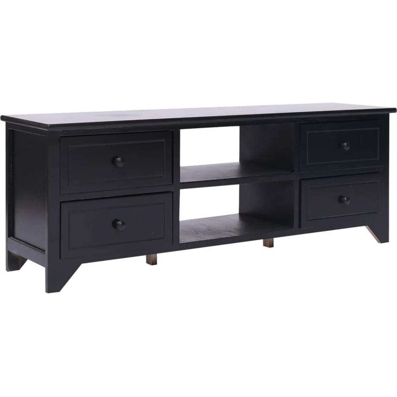 Image of Vidaxl TV Cabinet Black 108X30X40 Cm Solid Paulownia Wood, Black 338518