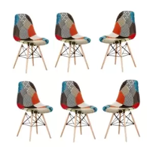 Image of Moda Patchwork Eiffel Chair - Set of 6 - Multicoloured - Multi