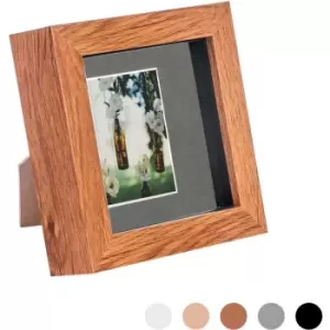 Image of Nicola Spring - 3D Box Photo Frame - 4 x 4' with 2 x 2' Mount - Dark Wood/Grey
