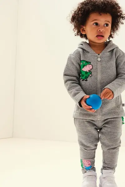 Image of Regatta Animal Theme Coolweave 'Peppa Pig' Full Zip Fleece Grey