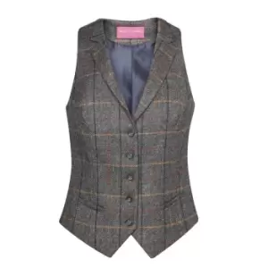 Image of Brook Taverner Womens/Ladies Nashville Waistcoat (M) (Grey Brown Check)