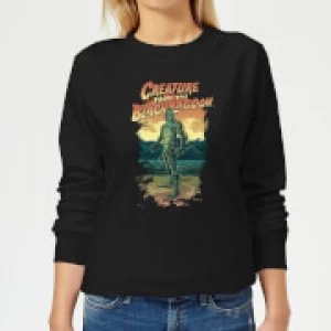 Image of Universal Monsters Creature From The Black Lagoon Illustrated Womens Sweatshirt - Black