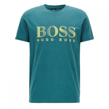 Image of Hugo Boss Crew Neck Large Logo T-Shirt Green Size L Men