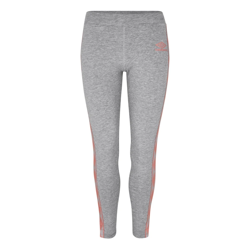 Image of Umbro Diamond Cotton Taped Leggings Womens Gry Mrl/Rosette female 12 (M)