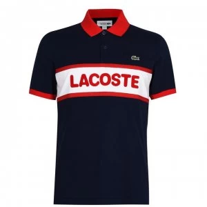 Image of Lacoste Chest Stripe Polo Shirt - Navy