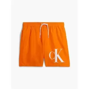 Image of Calvin Klein Monogram Boys Swim Shorts - Orange
