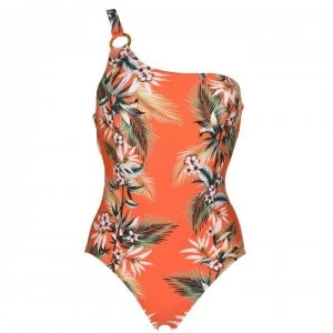 Image of Seafolly Ocean Alley One Strap Maillot Swimsuit - TANGELO