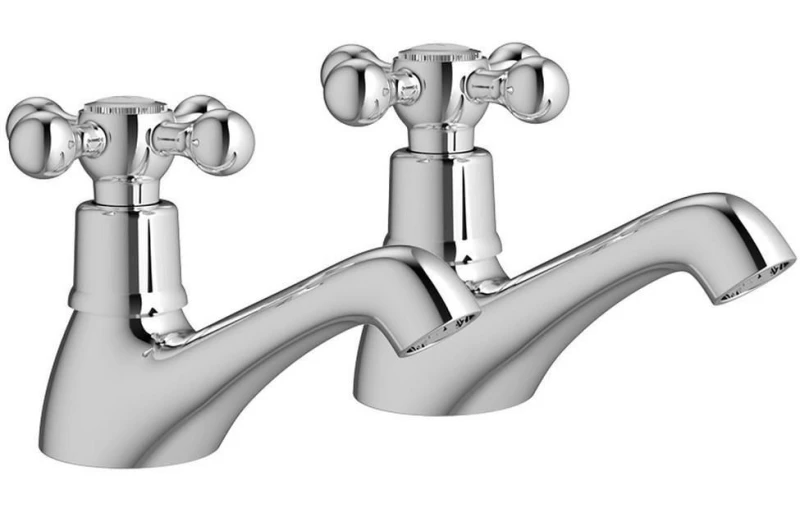 Image of Aquarius Timeless Crosshead Basin Pillar Taps Silver