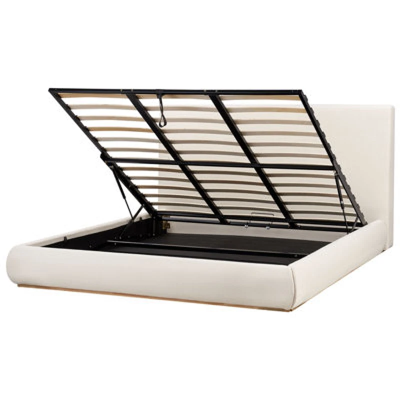 Image of Beliani Ottoman Bed Fabric Campagne 180 X 200 Cm (Eu Super King) Light Beige