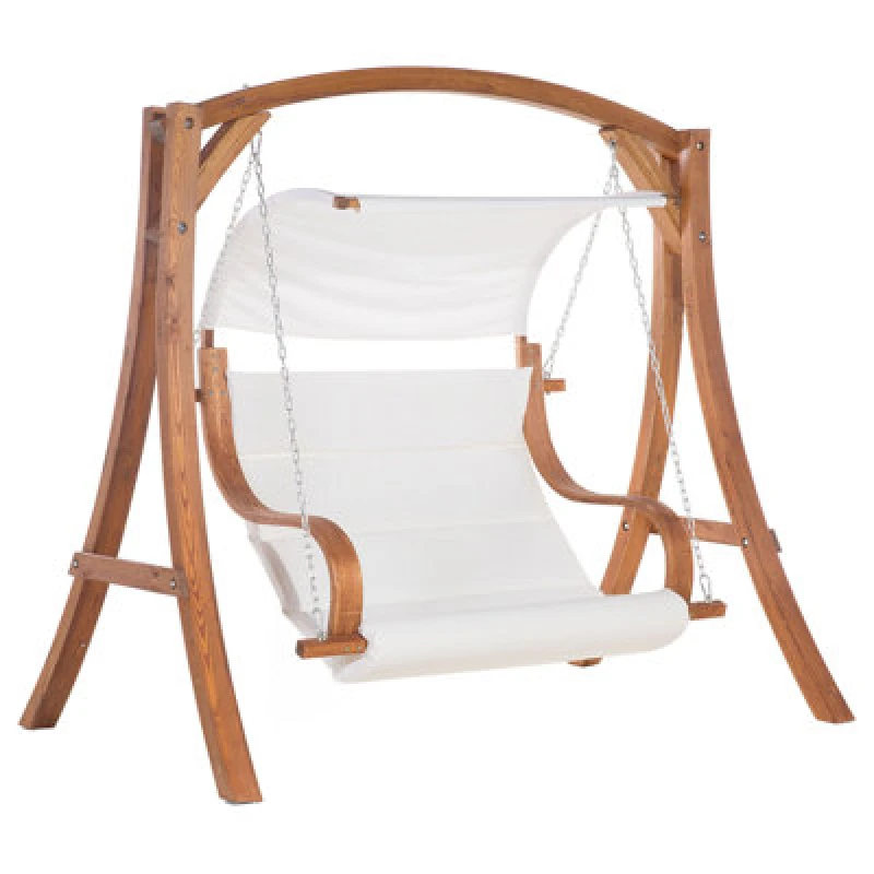 Image of Beliani Patio Swing Aprilia Larch Wood Brown