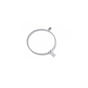 Image of Initial M Charm with Sterling Silver Ball Bead Bracelet