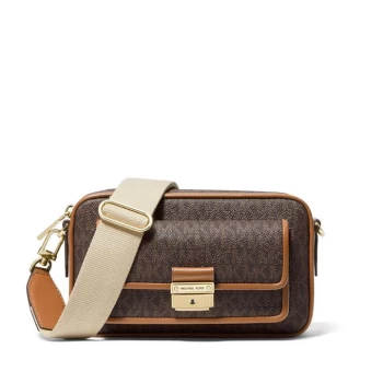 Image of Michael Kors Bradshaw Signature Medium Camera Bag - Brn/Acorn 252