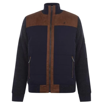 Image of Kangol Zip Knit Jacket Mens - Navy/Brown