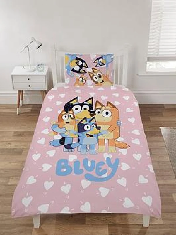 Image of Bluey I Love U Single Duvet Cover And Pillowcase Set