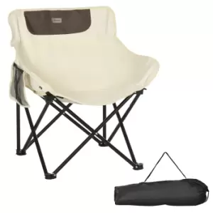 Image of Outsunny Camping Chair, Lightweight Folding Chair with Carrying Bag and Storage Pocket, Perfect for Festivals, Fishing, Beach and Hiking, White
