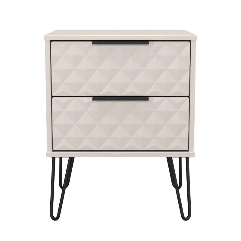 Image of Harlequin 2 Drawer Bedside in Kashmir Matt - Ready Assembled - Lewis's Home TJ Hughes 5056812209815