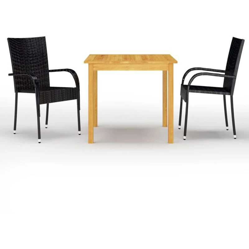 Image of VIDAXL 3 Piece Garden Dining Set Black Vidaxl 8720286337455