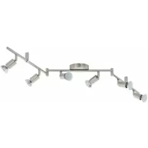 Image of Flush 6 Spot Ceiling Light Colour Satin Nickel Shade Bulb GU10 6x3W Included