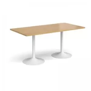 Image of Genoa rectangular dining table with white trumpet base 1600mm x 800mm