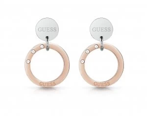 Image of Guess Rhodium and Rose Gold Plated Circles Stud Earrings