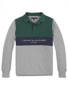 Image of Tommy Hilfiger Boys Long Sleeve Colourblock Polo - Grey, Size 4 Years