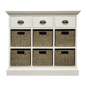 Image of Tocino Ready Assembled 3-Drawer 6-Basket Wooden Storage Unit - White