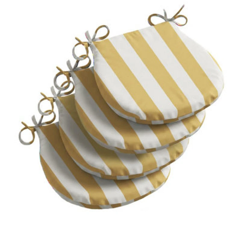 Image of Luxury Living Wide Striped Outdoor D Shaped Seat Pad in Yellow Size: 4 Pack Yellow Unisex 4 Pack