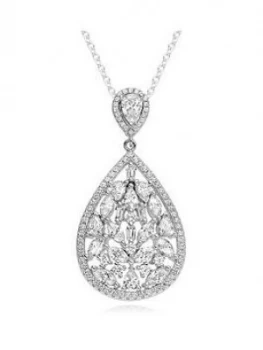 Image of Beaverbrooks Silver Cubic Zirconia Cluster Pendant