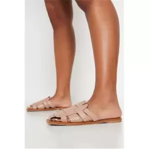 Image of I Saw It First Stone Closed Toe Woven Upper Sandals - Brown