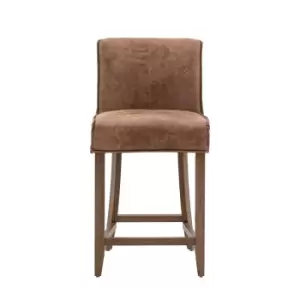 Image of Gallery Interiors Set of 2 Barnaby Bar Stool in Brown Leather