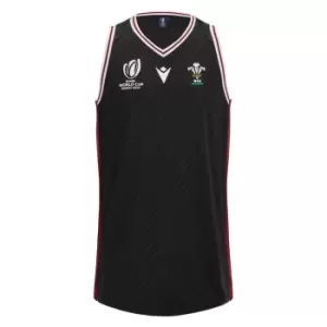 Image of Macron Wales Rugby Basketball Singlet 2023 2024 Adults - Black