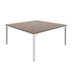 Image of Tc Fraction Infinity 160 x 160 Meeting Table - Dark Walnut with White Legs