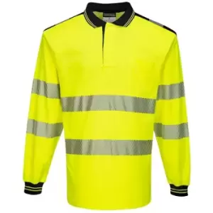 Image of Portwest T184YBRS - sz S PW3 Hi-Vis Polo Shirt L/S - Yellow/Blue - Yellow/Blue