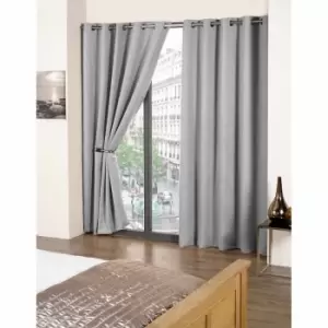 Image of Emma Barclay R.m. Eyelet Silverout Curtains Cali 66 X 90 Silver
