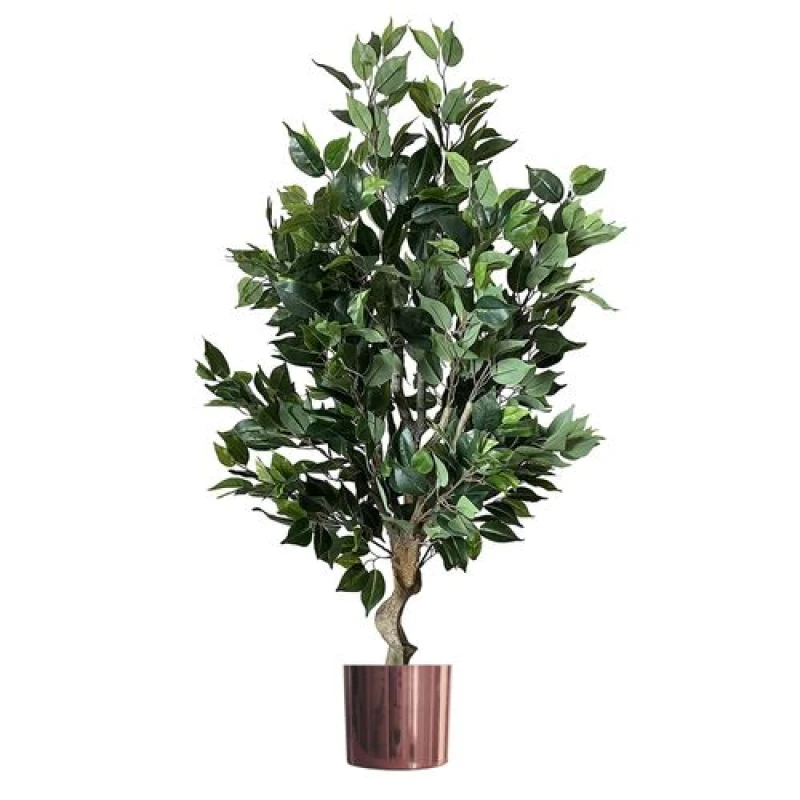 Image of Leaf 100cm Premium Artificial Ficus Twist Tree Copper Planter