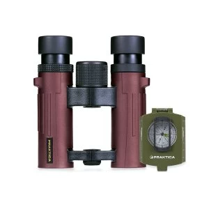 Image of PRAKTICA Pioneer 10x26mm Red Waterproof Roof Prism Binoculars + FREE COMPASS