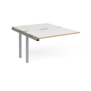 Image of Bench Desk Add On 2 Person Rectangular Desks 1200mm White/Oak Tops With Silver Frames 1600mm Depth Adapt