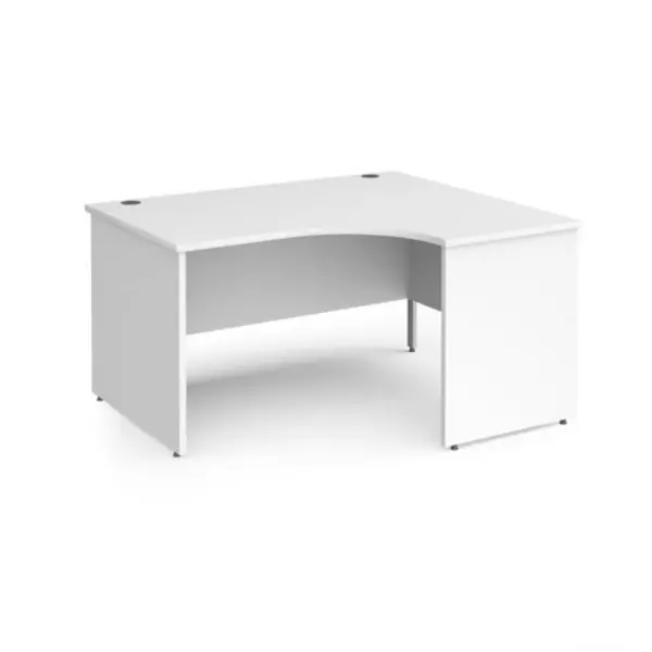 Image of Contract 25 Office Desk Right Hand Corner Desk 1400mm White Top With Silver Frame 800mm Depth Contract 25 White CP14ER-S-WH