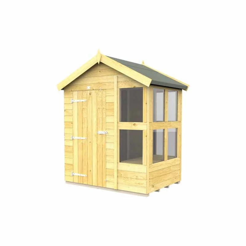 Image of Buttercup Farm 6ft x 4ft Apex Potting Shed - Wood - L127 x W175 x H217cm in Brown Brown Unisex