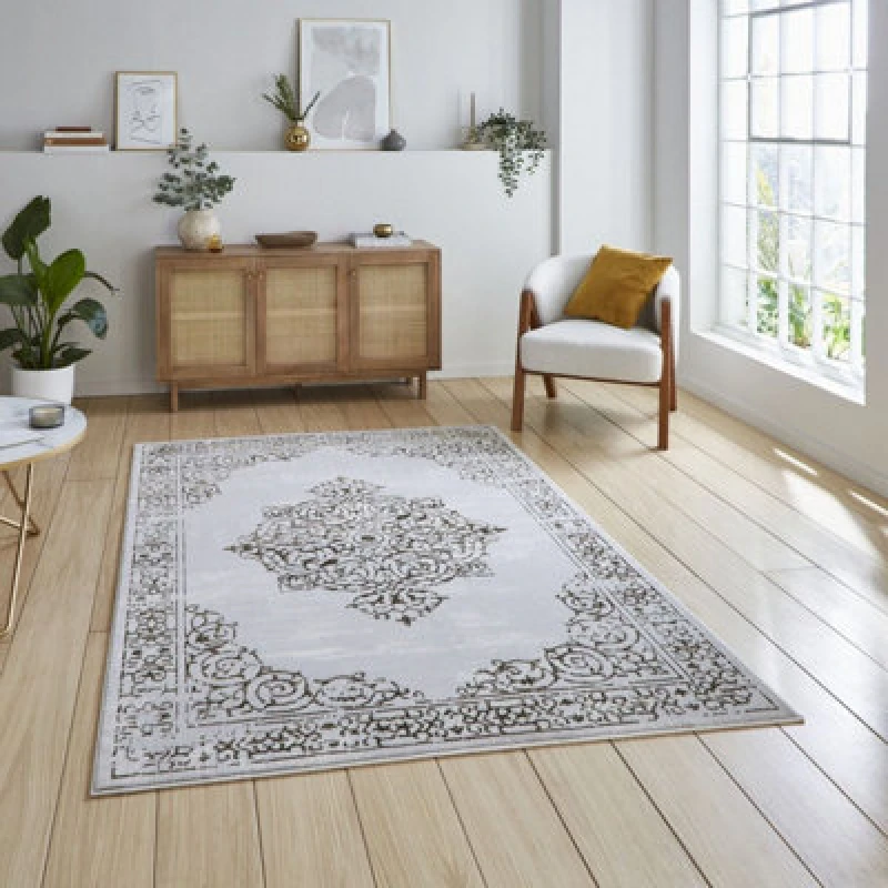 Image of Metallic Traditional Faded Rug
