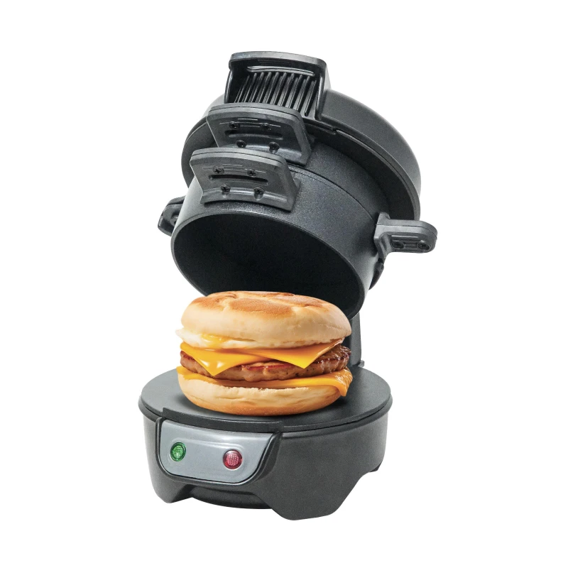 Image of DMD Collective Electric Breakfast Sandwich McMuffin Maker with Egg Cooker - Non Stick Black