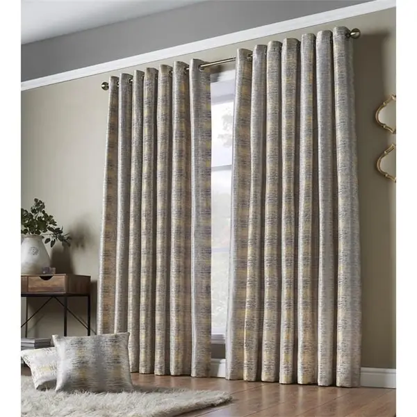 Image of Other Reflections Multi Yarn Lined Ring Top Curtains - Yellow 90x90 Inch