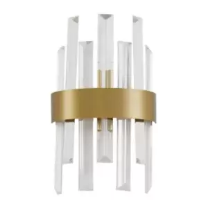 Image of Merano Kimberley Wall Lamp Satin Gold Metal Clear Crystal (7 pcs) LED G9