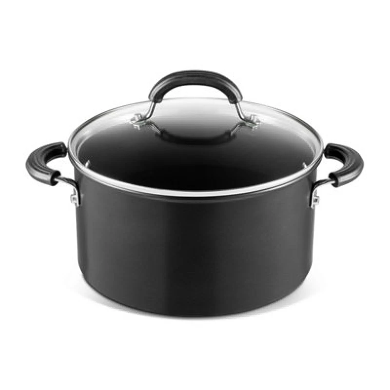 Image of Circulon Black 'Total' Round Hard Anodised Aluminium Non Stick Stockpot - 24cm Black