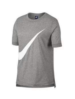 Image of Nike Sportswear Large Swoosh Tee Grey Heather Size S Women