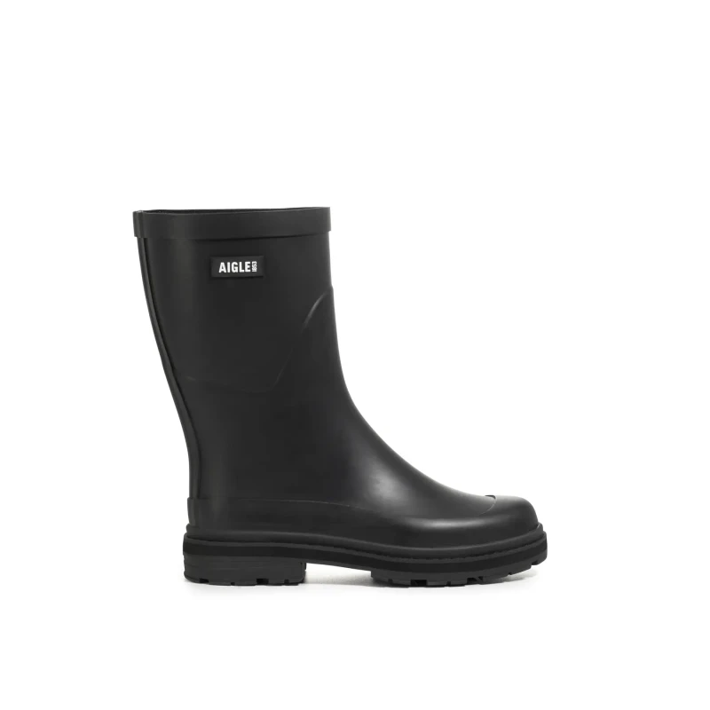 Image of Aigle Mid Rain Rubber Womens Slip On Boots - Noir - Size:UK 4