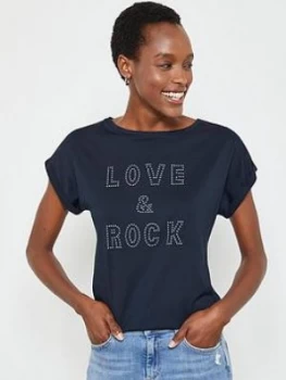 Image of Mint Velvet Love & Rock Stud T-Shirt - Navy