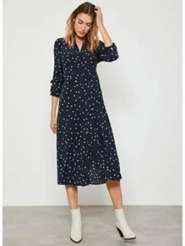 Image of Mint Velvet Spotted Shirt Midi Dress - Navy